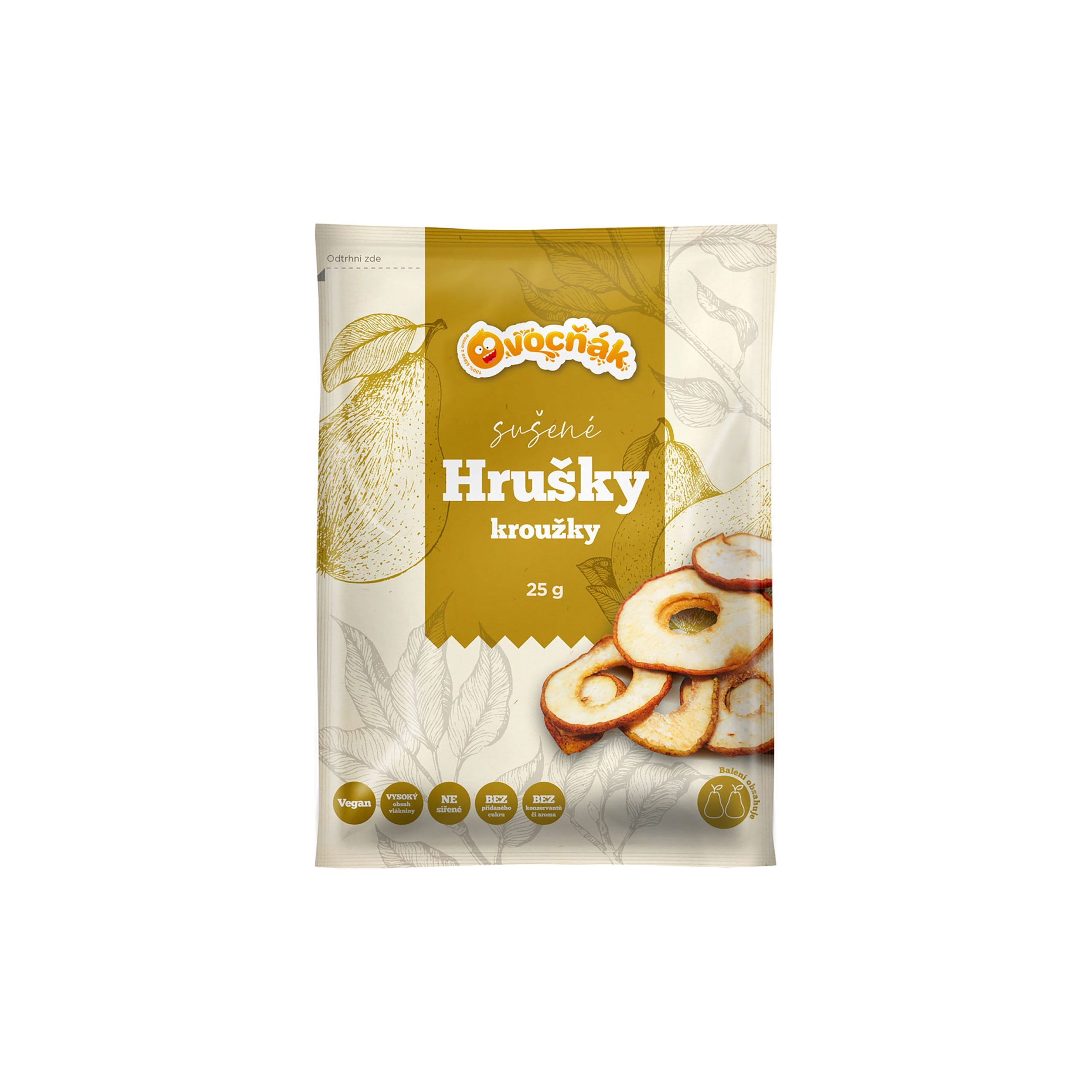 Ovocňák Kroužky sušené hruškové (40 g) - nesířené a z českých sadů Ovocňák
