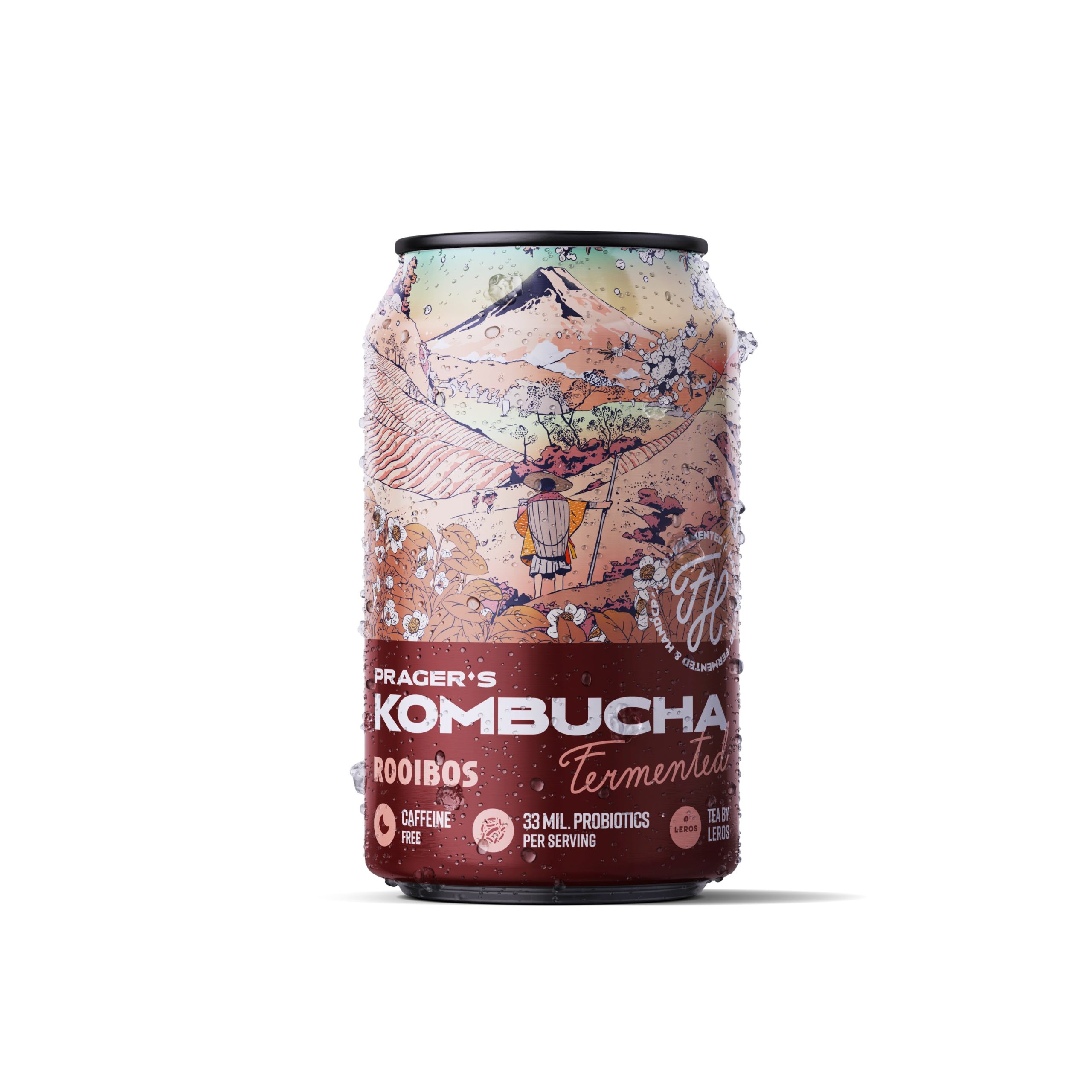 PRAGER'S Kombucha Rooibos plech (330 ml) - bezkofeinová varianta PRAGER’S