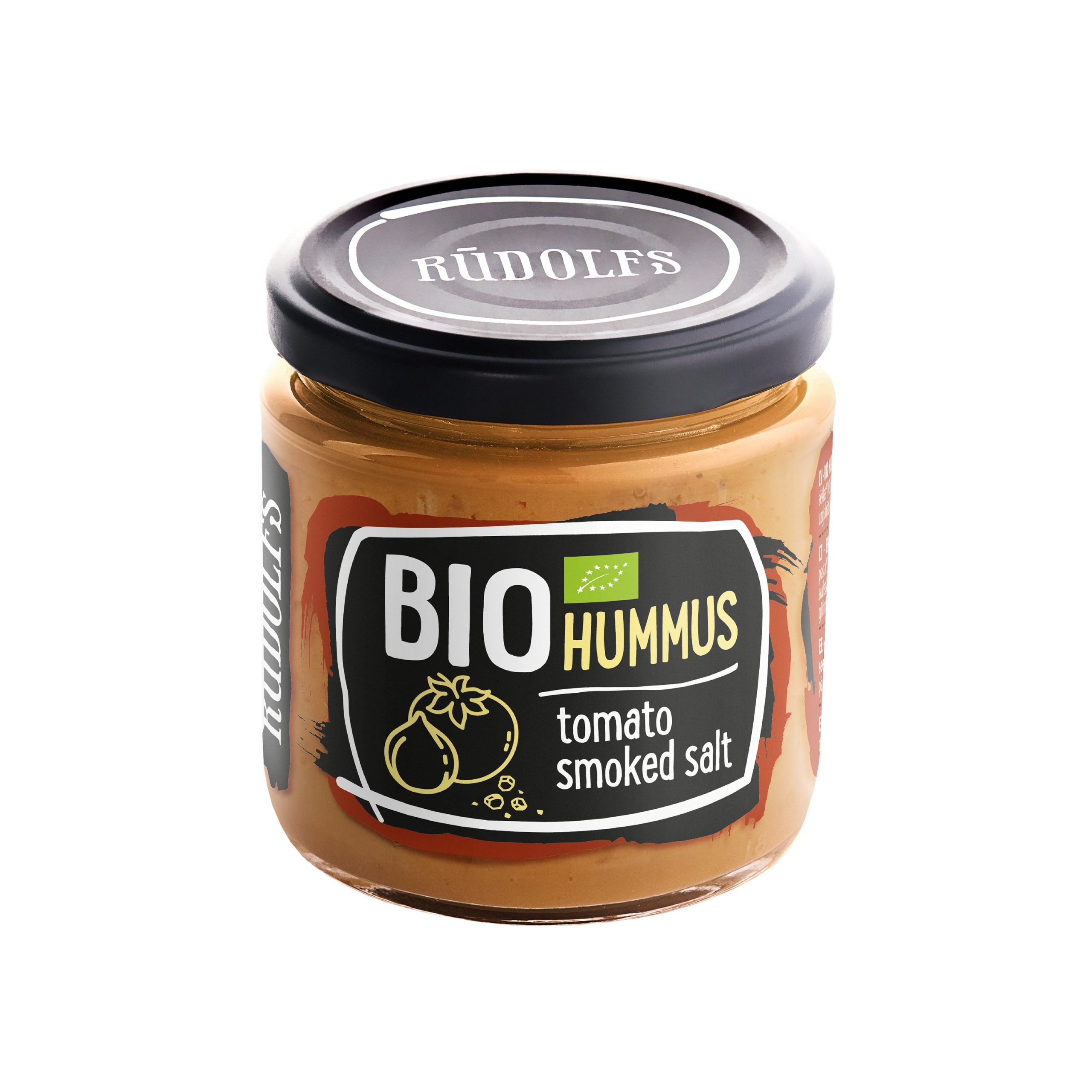 Rudolfs Hummus - pomazánka cizrnová s rajčaty a uzenou solí BIO (180 g) Rudolfs