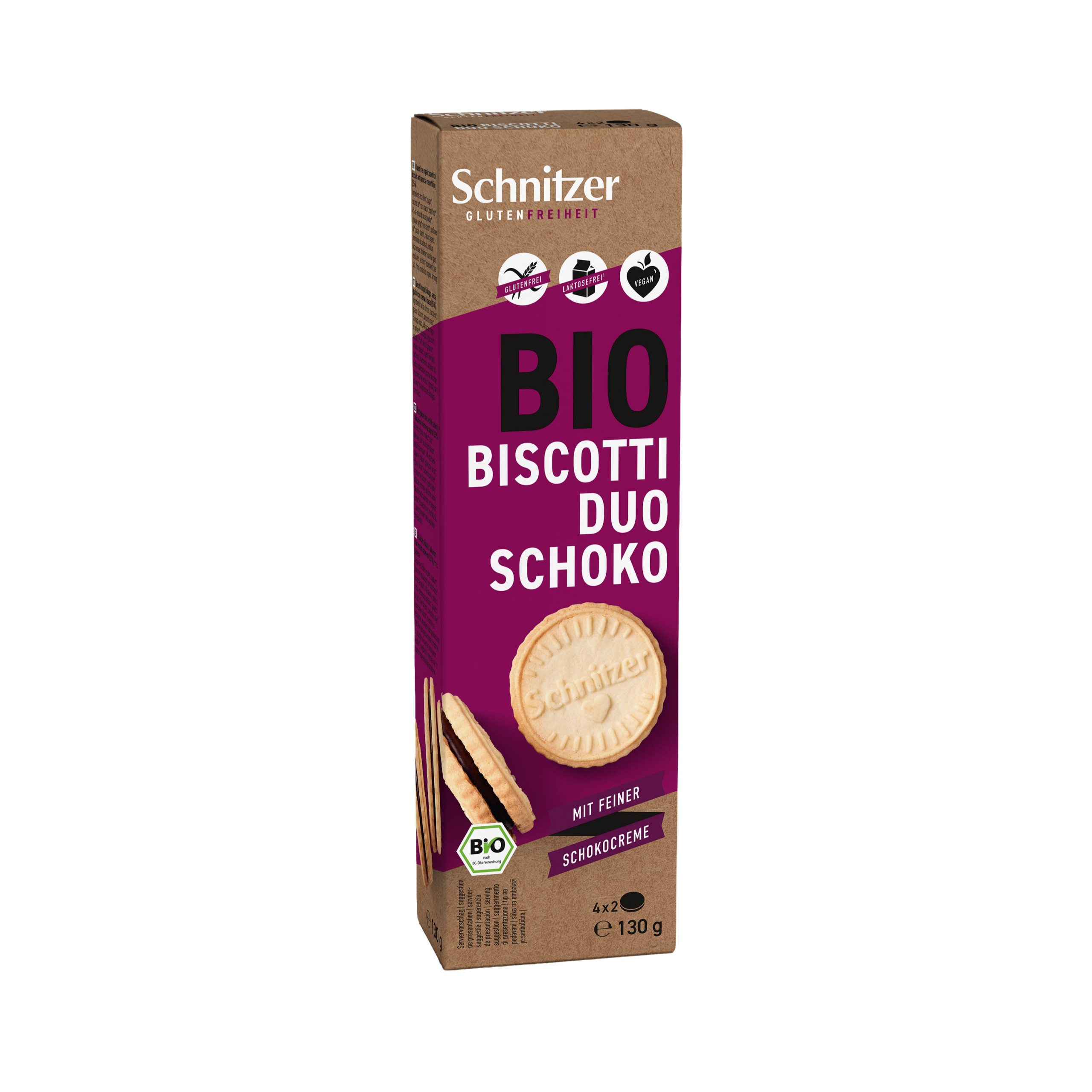 Schnitzer Sušenky s kakaovou náplní bezlepkové BIO (130 g) - mlsání pro vegany i bezlepkáře Schnitzer