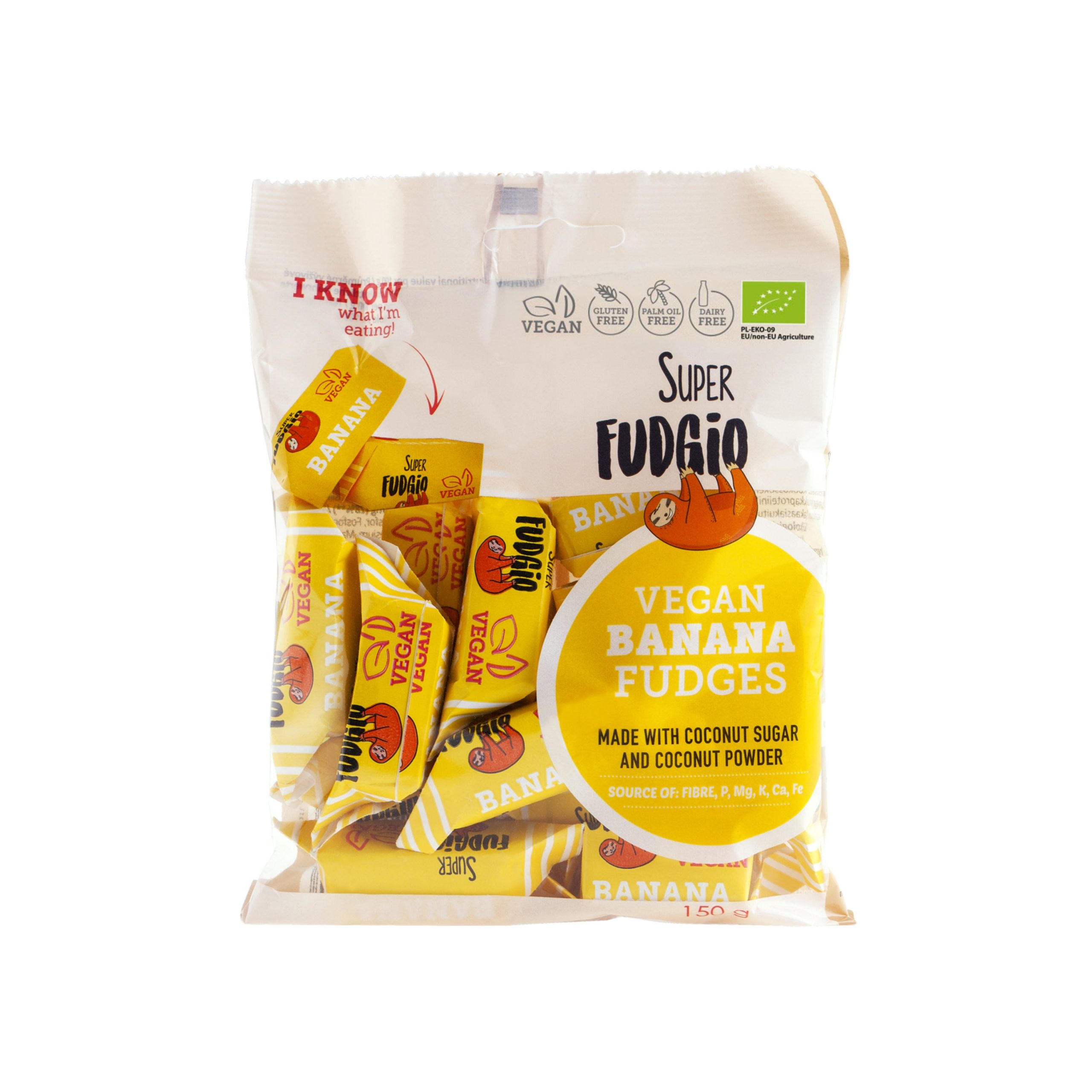Superfudgio Karamely banán vegan BIO (150 g) - veganské bio křupavé karamelky Superfudgio