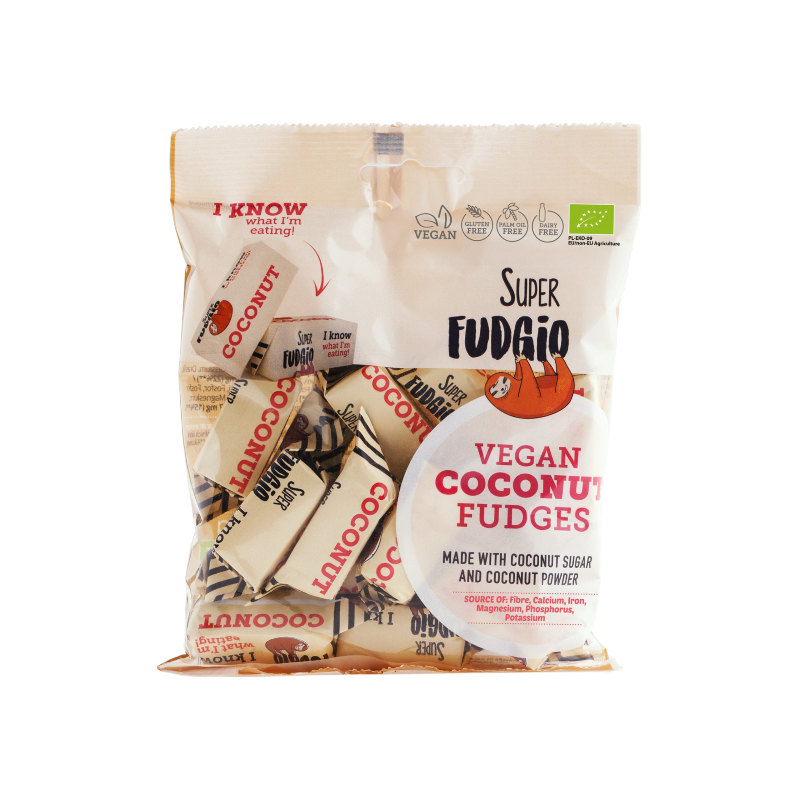 Superfudgio Karamely kokos vegan BIO (150 g) - veganské bio křupavé karamelky Superfudgio