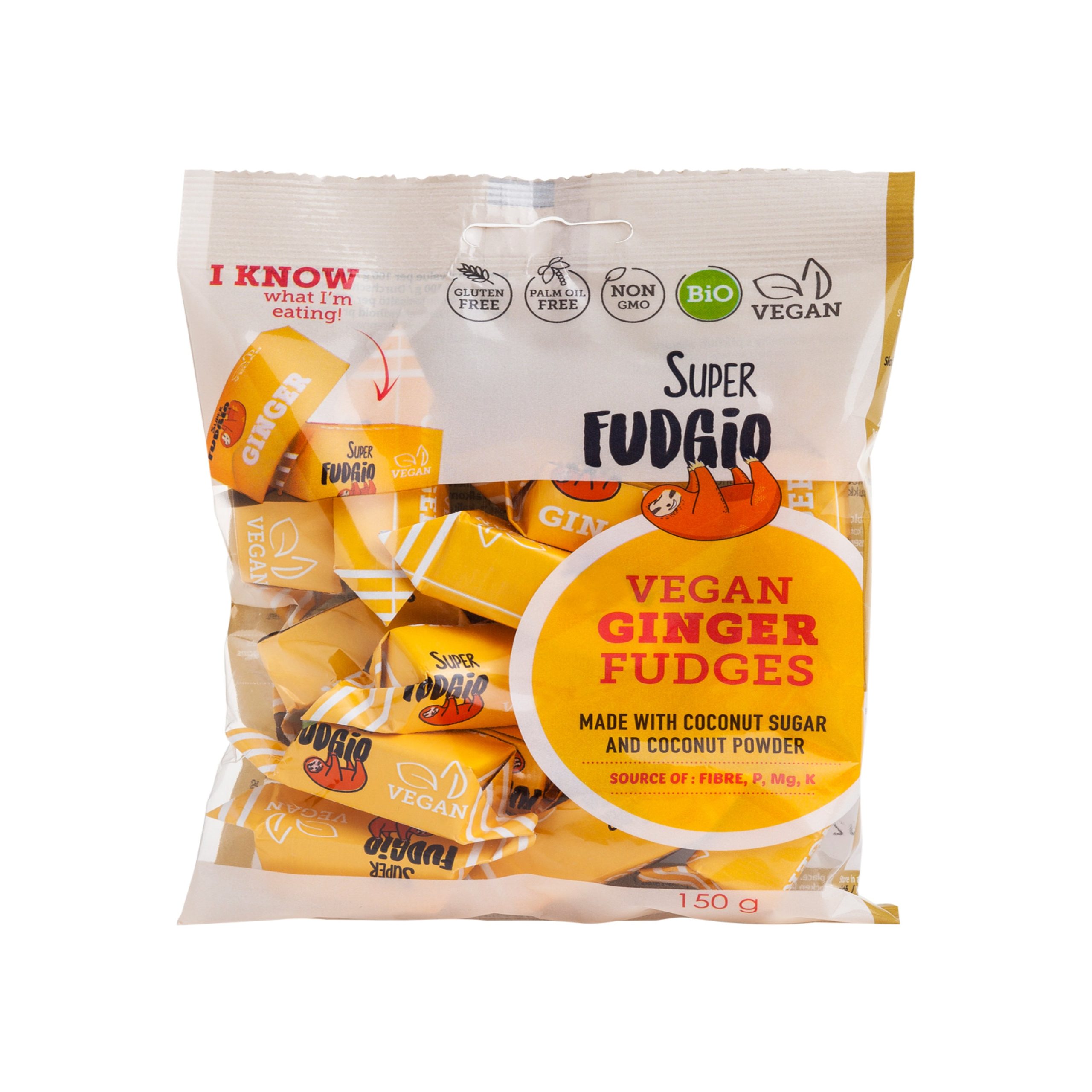 Superfudgio Karamely zázvor vegan BIO (150 g) - veganské bio křupavé karamelky Superfudgio