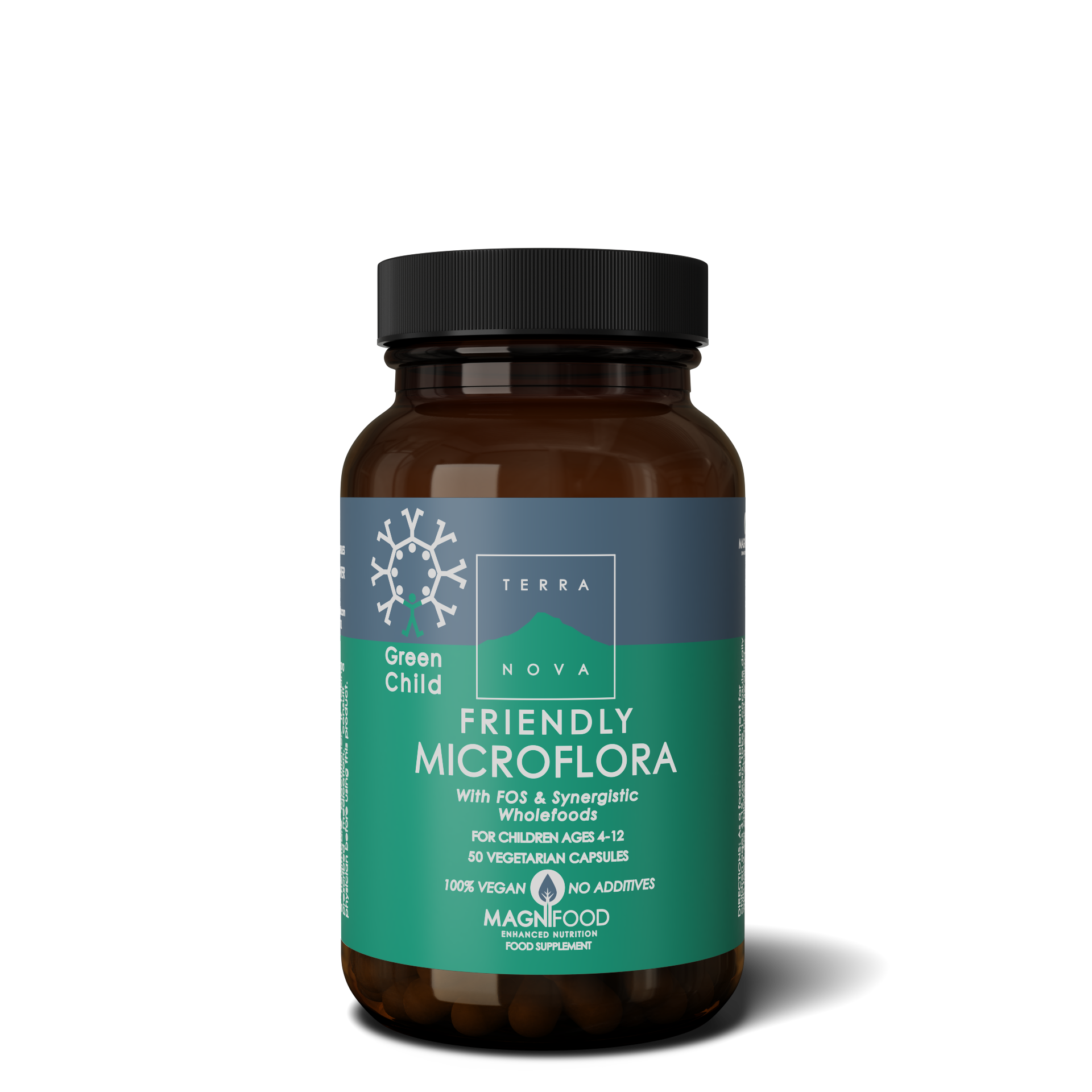 Terranova Health Green Child Friendly Microflora (50 kapslí) - vhodný pro děti od 4 do 12 let Terranova Health