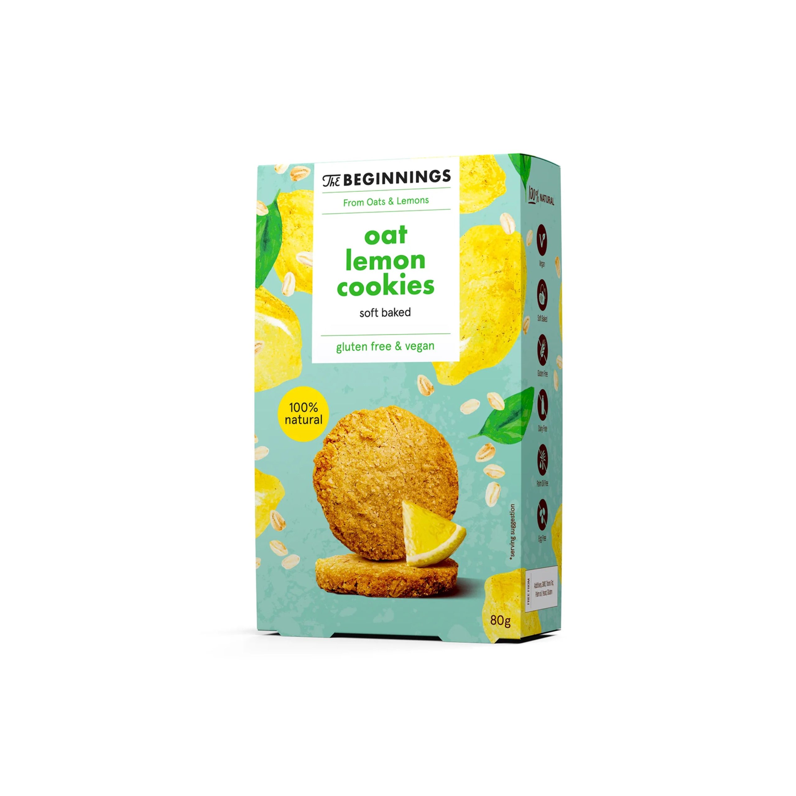 The Beginnings Sušenky ovesné proteinové s citronem (80 g) The Beginnings